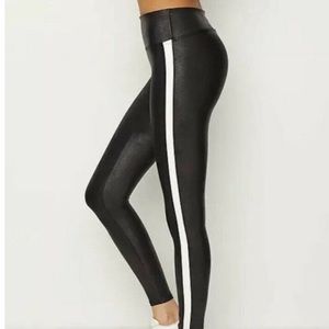 Spanx leggings faux black with white stripe small